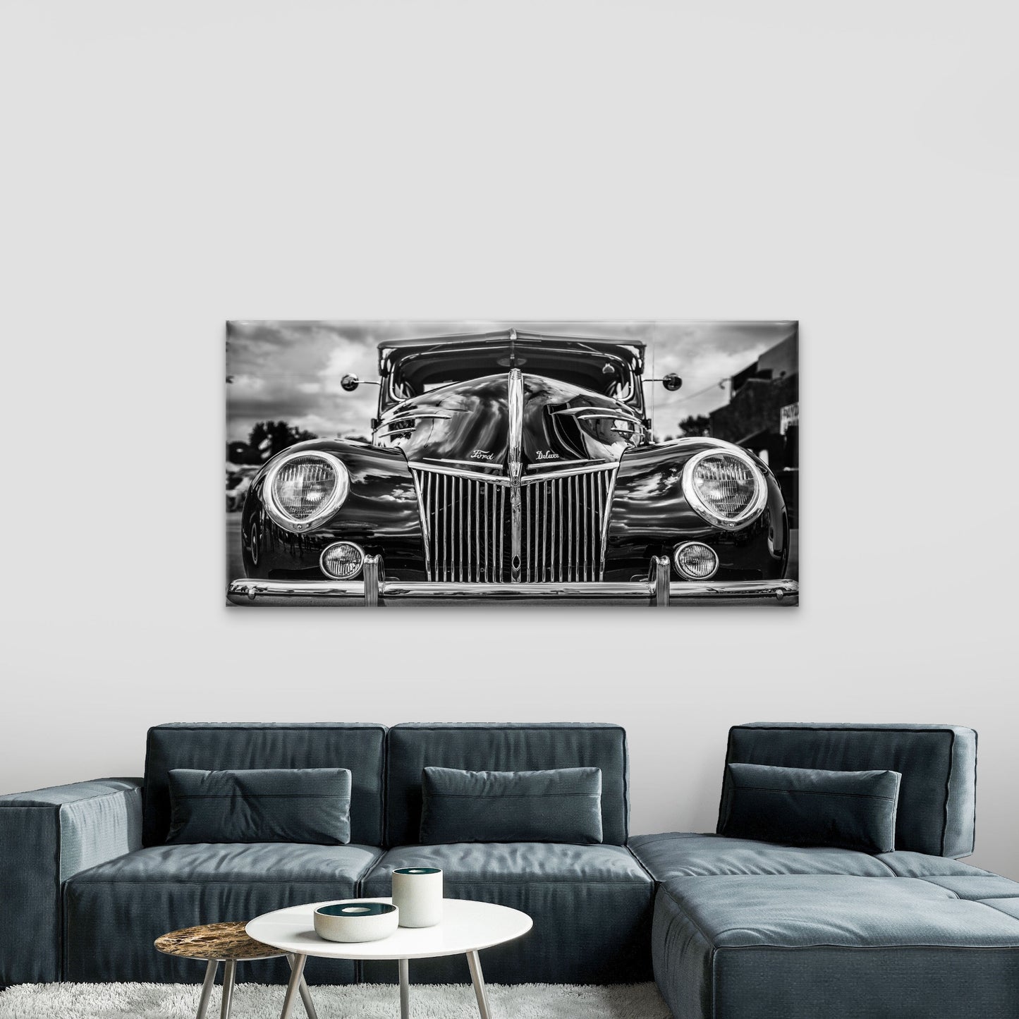Vintage Ford Deluxe Classic Car Wall Art Canvas Office Home Framed 120x60cm