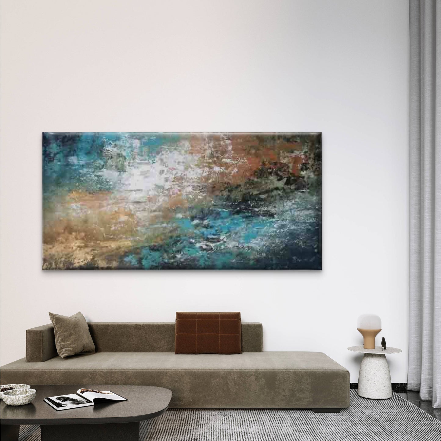 Abstract Painting with Vibrant Wall Art Canvas Office Home Room Framed 120x60cm - Bella Home Decor