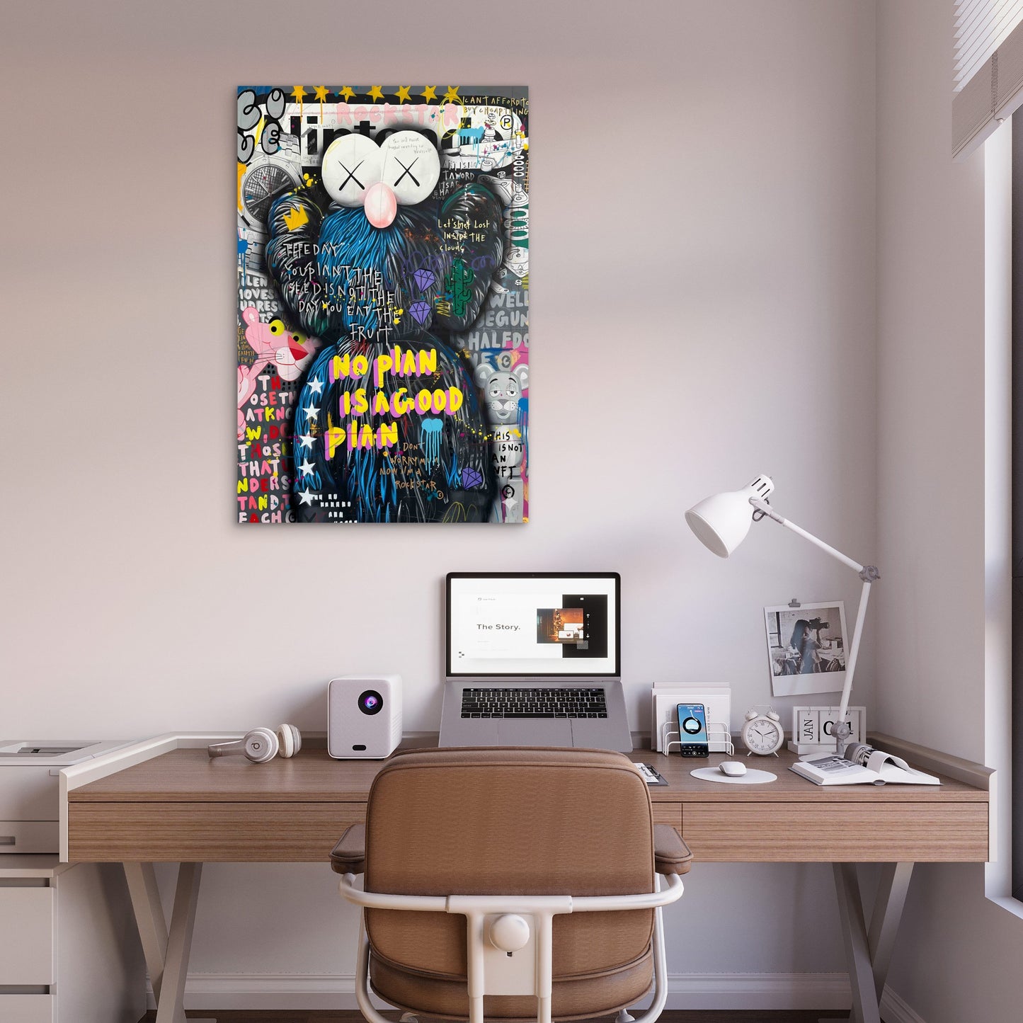 Neon Textured Street Sculpture 40x60cm Metal Print Ready to Hang