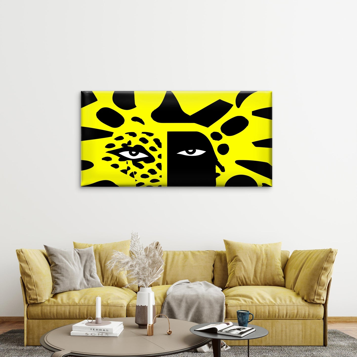 Bold Duality Of Face And Jaguar Wall Art Canvas Office Home Room Framed 120x60cm