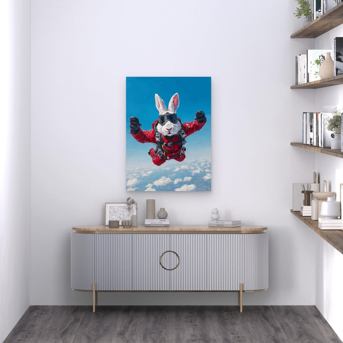 Parachuter Bunny Metal Print Ready to Hang