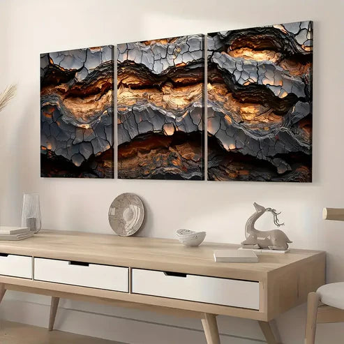 3pcs Modern Fashion Abstract Crack Art Wall Art Set Canvas Unframed - High Quality Print 100% Australian Made Wall Canvas