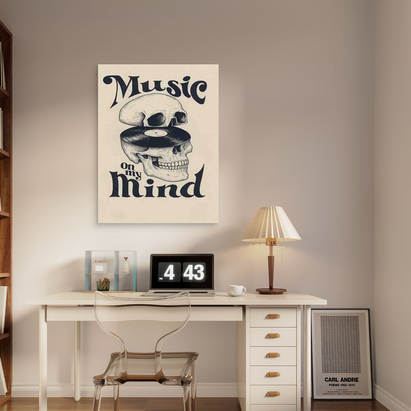 Skull Vinyl Art Modern Retro 40x60cm Metal Print Ready to Hang