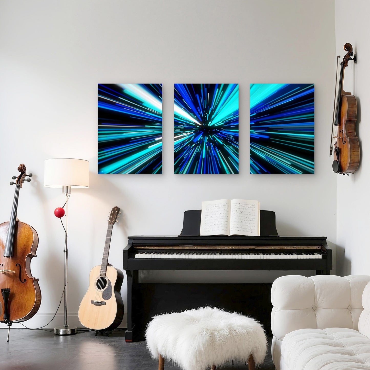 3pcs Abstract With Straight Lines Metal Print Ready to Hang Art