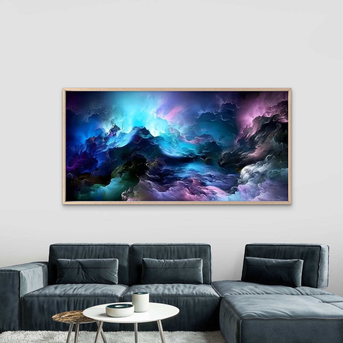 Vibrant Cosmic Smoke Clouds Wall Art Canvas Office Home Room Framed 120x60cm