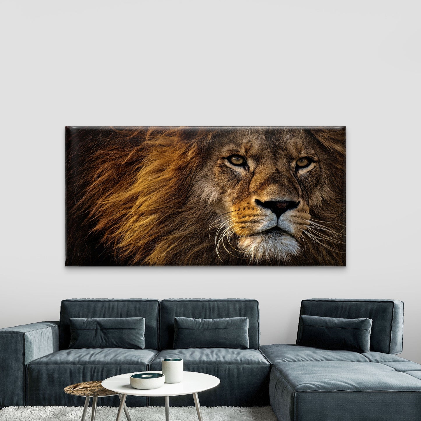 Majestic Golden Lion King Wall Art Canvas Office Home Room Framed 120x60cm