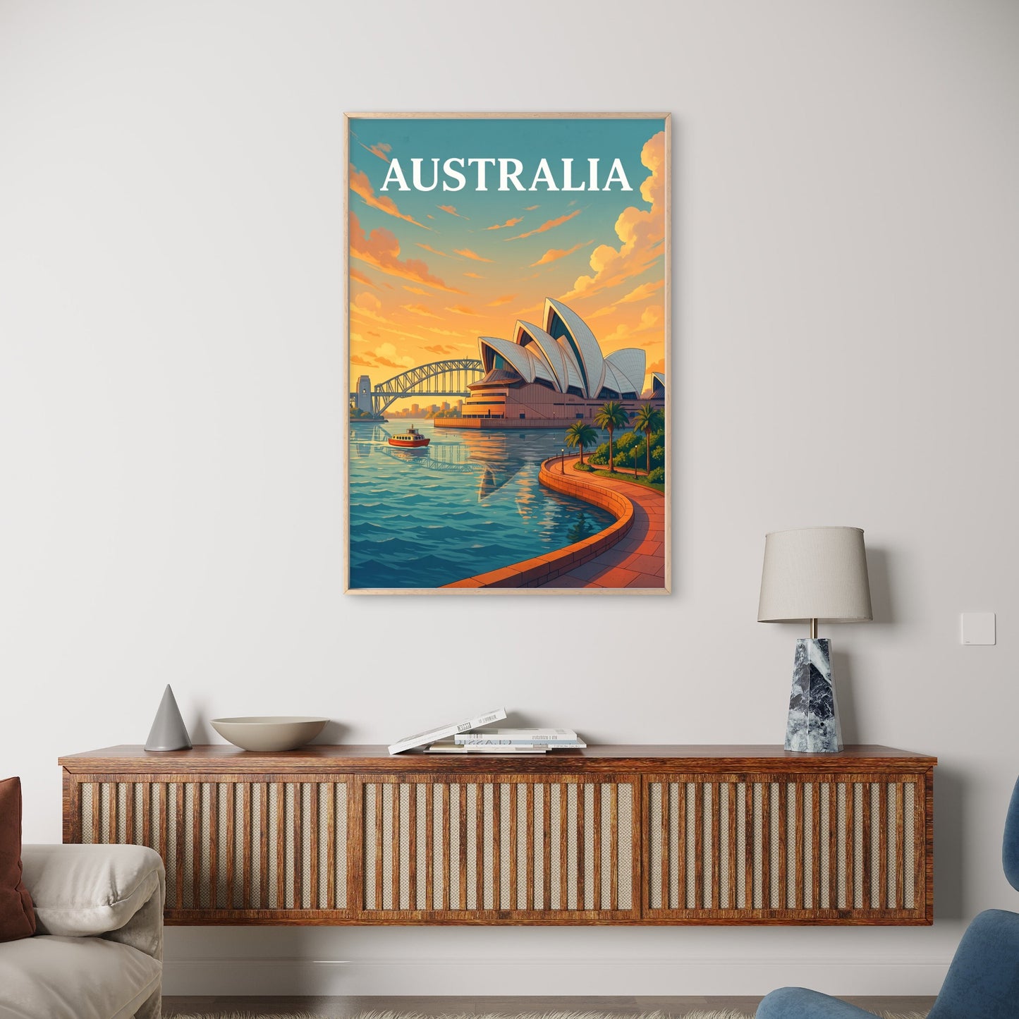 Vintage Sydney Opera House Australia Travel Poster Print Wall Art