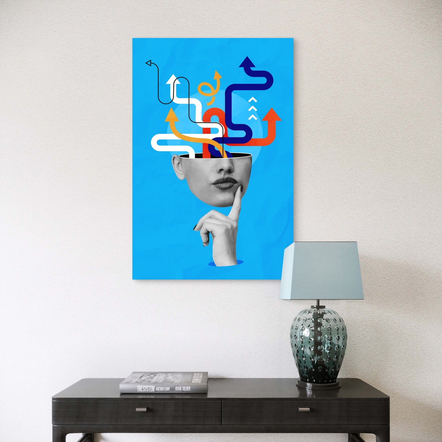 Abstract Surreal Brainstorming Woman Collage 40x60cm Metal Print Ready to Hang