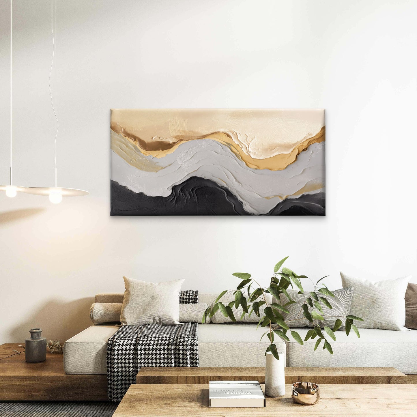 Abstract Texture Gold Grey Black Wall Art Canvas Office Home Framed 120x60cm
