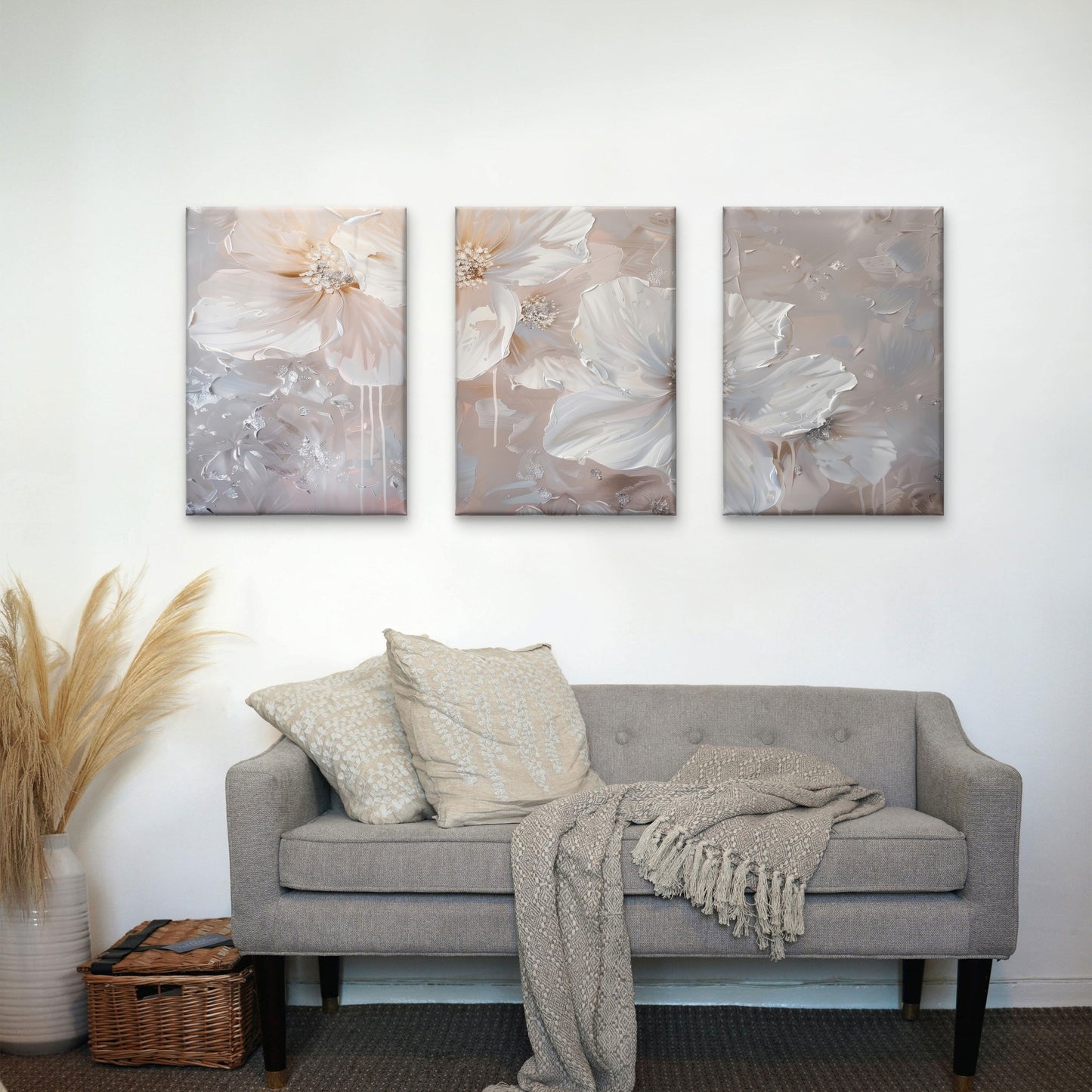 3pcs Elegant Nordic Abstract Pink Blossom Wall Art Set Canvas Framed 50x70cm - High Quality Print 100% Australian Made Wall Canvas Ready to Hang