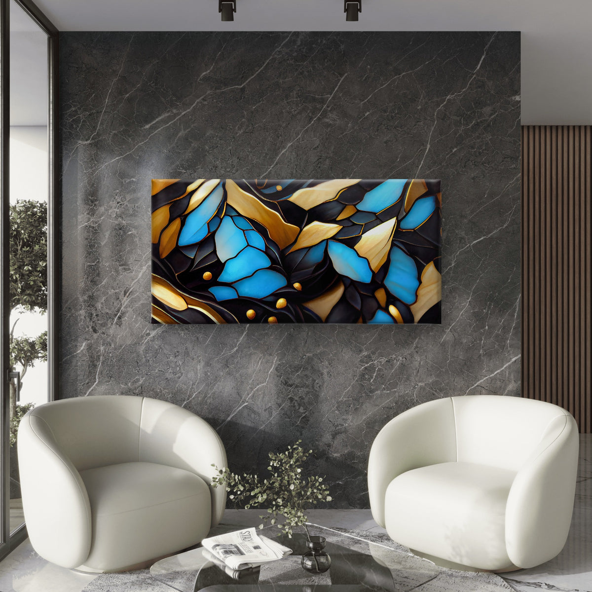 Luxury Stained Glass Pattern Art Wall Art Canvas Office Home Framed 120x60cm