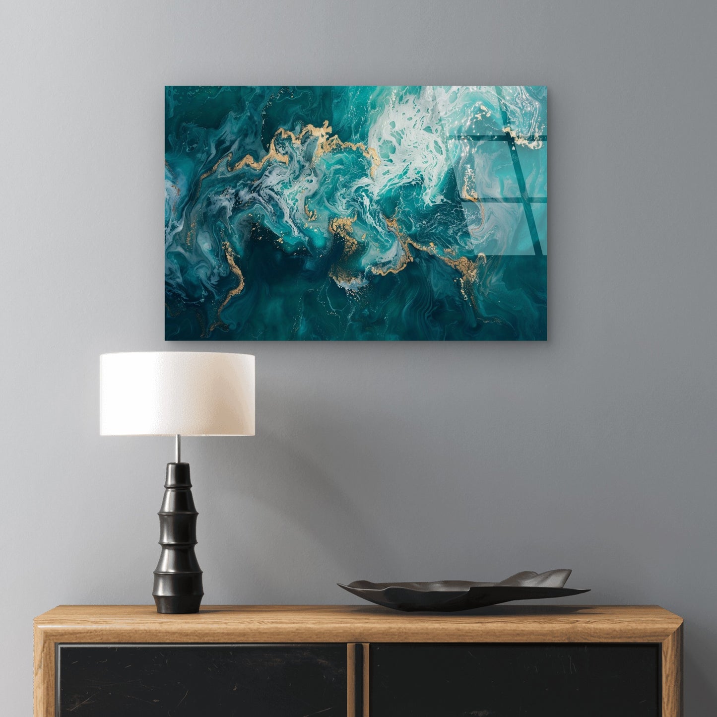 Abstract Coastal Navy Sea Waves Texture Acrylic Glass Printing Wall Art Australian Made Quality