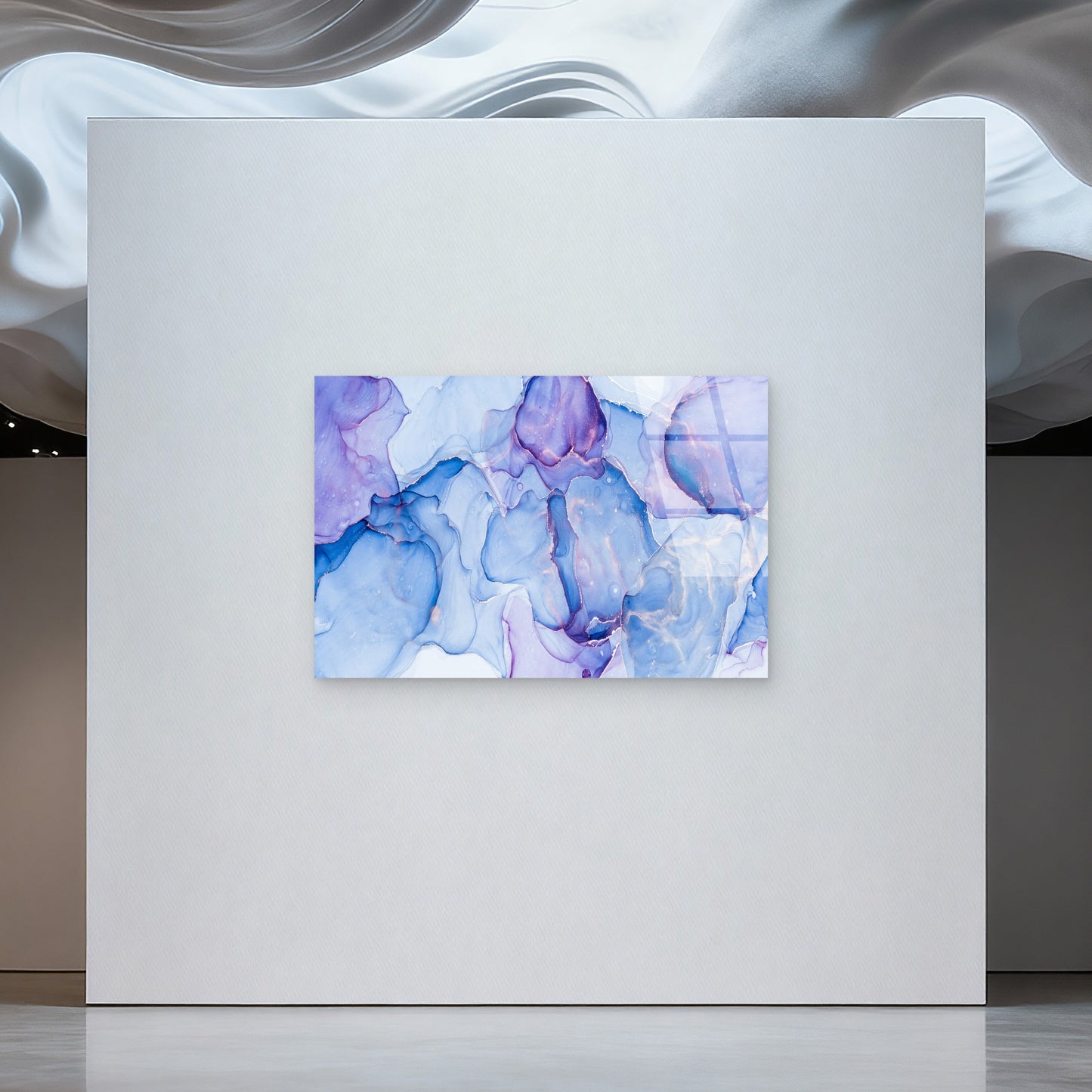 Abstract Blue Purple Fluid Ink Art Acrylic Glass Printing Wall Art Australian Made Quality