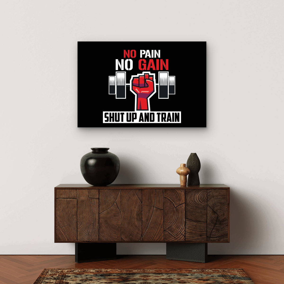 No Pain No Gain Shut Up And Train 5mm thick Plastic Poster Ready to Hang 90x60cm
