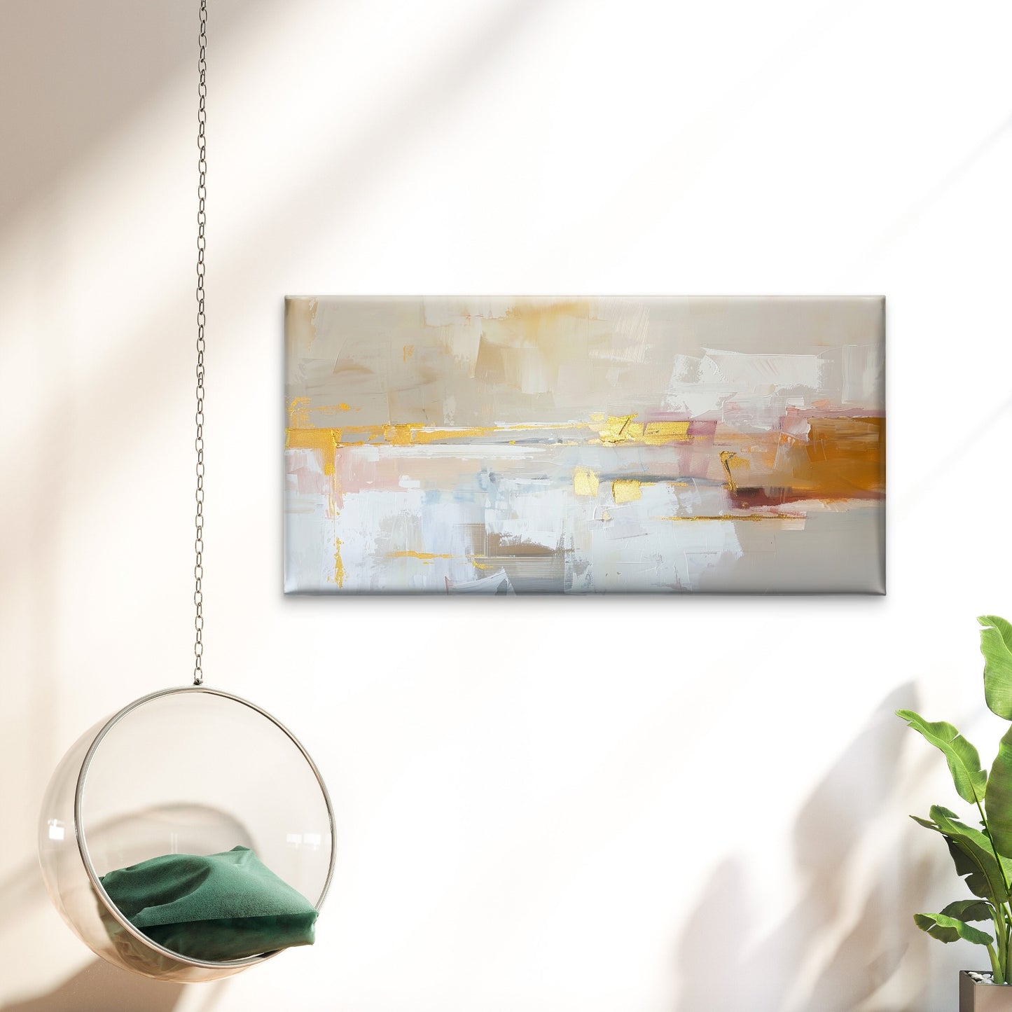 Rustic Textured Pale Yellow Abstract Wall Art Canvas Office Home Framed 120x60cm