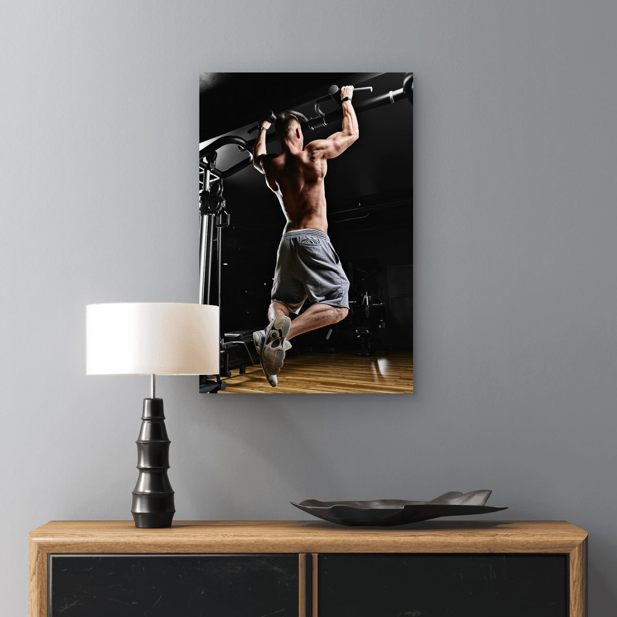 Fit Muscular Male Back PullUp 5mm thick Plastic Poster Ready to Hang 90x60cm
