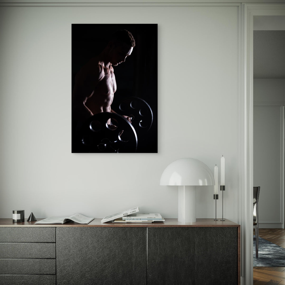 Fit Male Barbell Bicep Curl 5mm thick Plastic Poster Ready to Hang 90x60cm