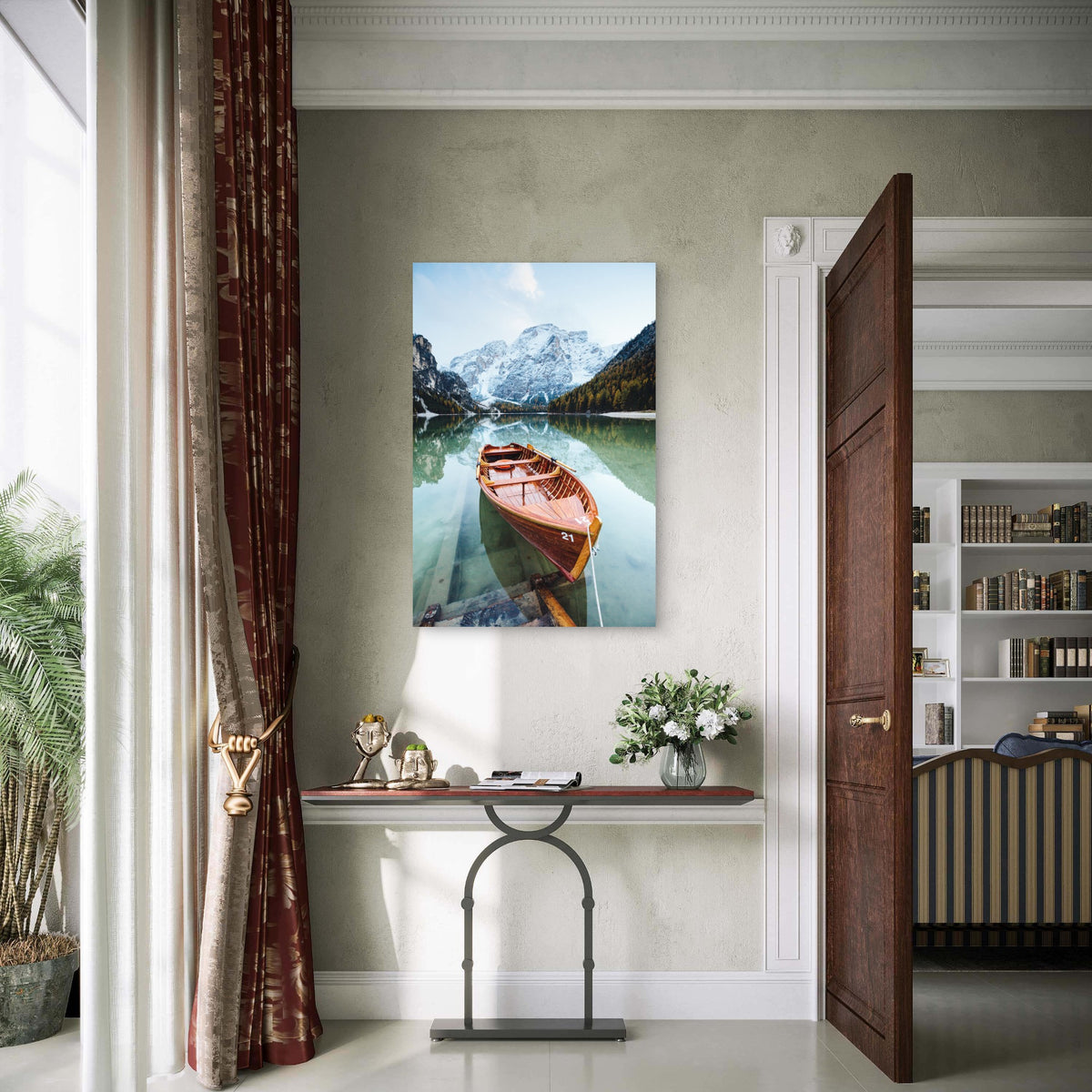 Italy Lake Braies Mountain Reflection 40x60cm Metal Print Ready to Hang