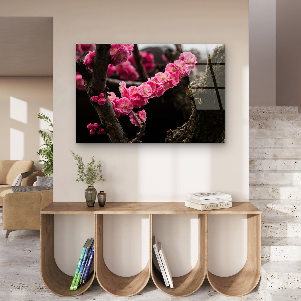 Pink Cherry Blossom Floral Tree Branch Acrylic Glass Printing Wall Art Australian Made Quality