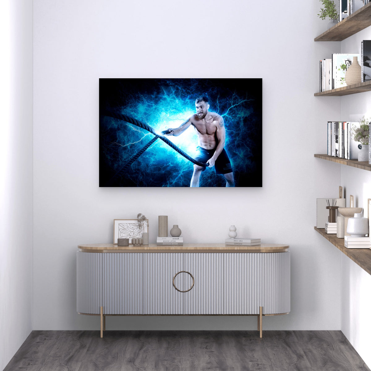 Fitness Man Lightning Workout 5mm thick Plastic Poster Ready to Hang 90x60cm