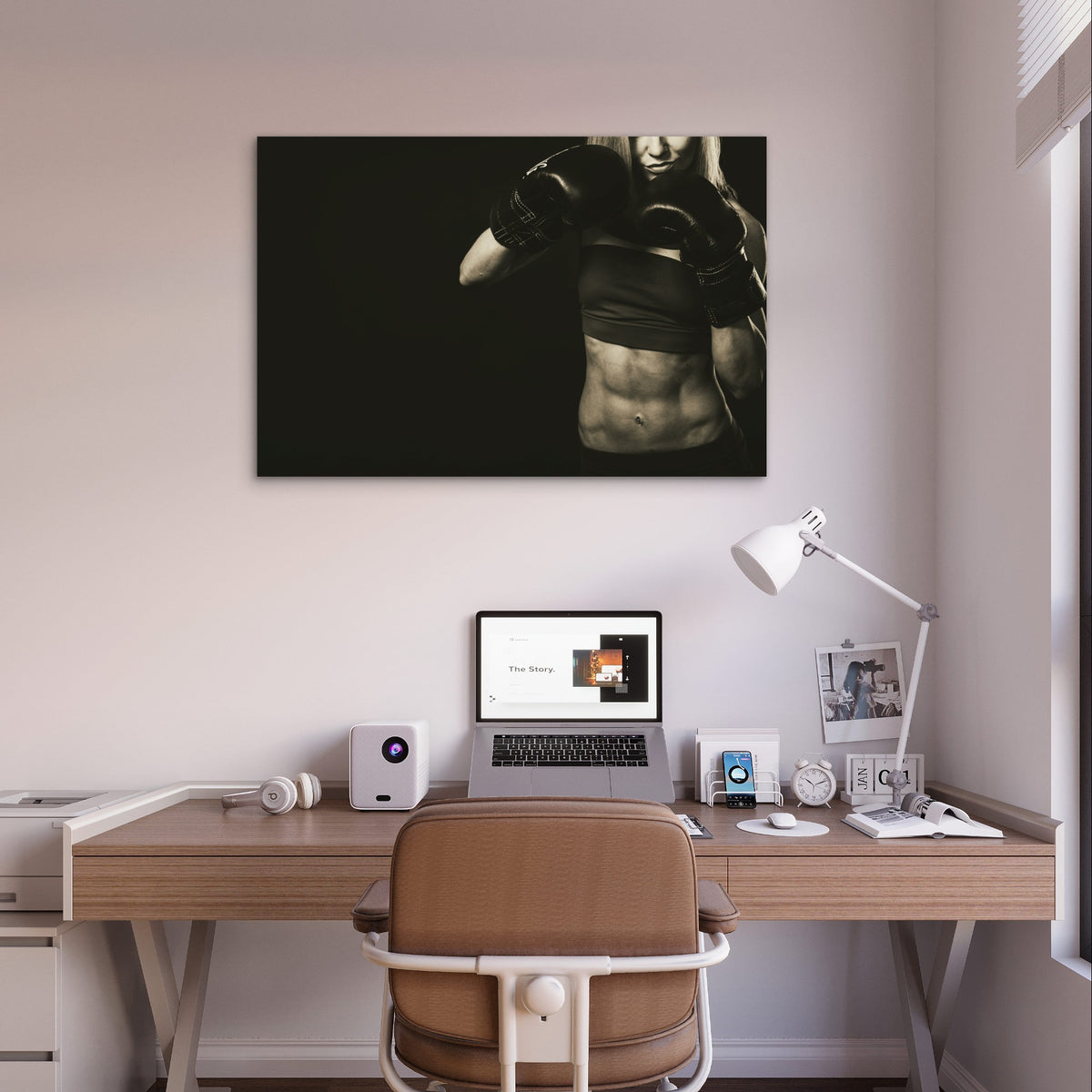 Strong Female Boxing Fighter 5mm thick Plastic Poster Ready to Hang 90x60cm