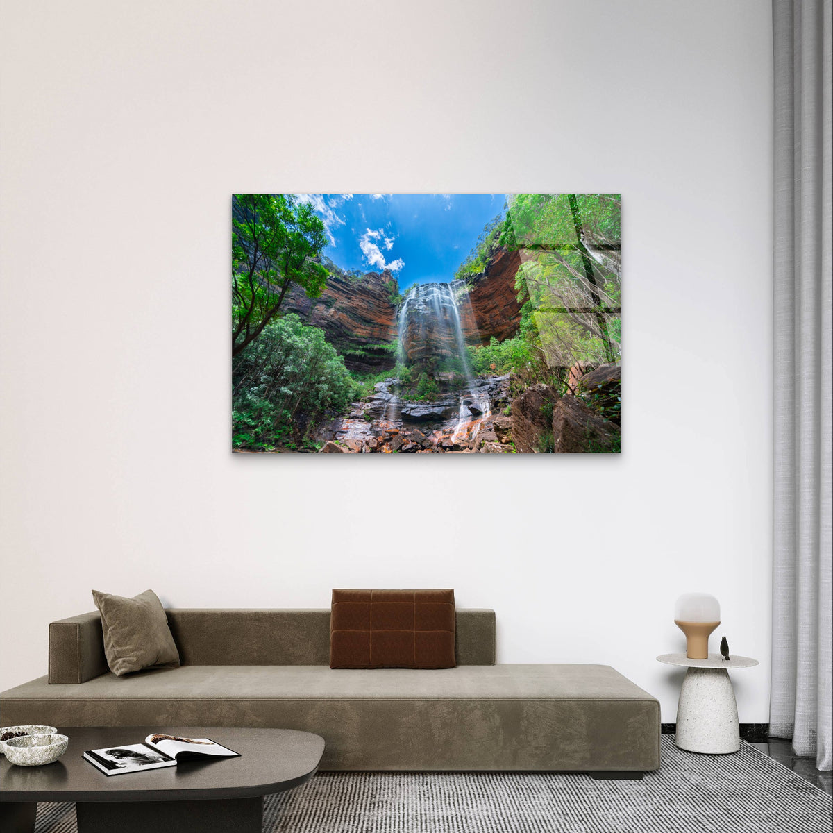 Modern Wentworth Falls Blue Mountains Acrylic Glass Printing Wall Art Australian Made Quality