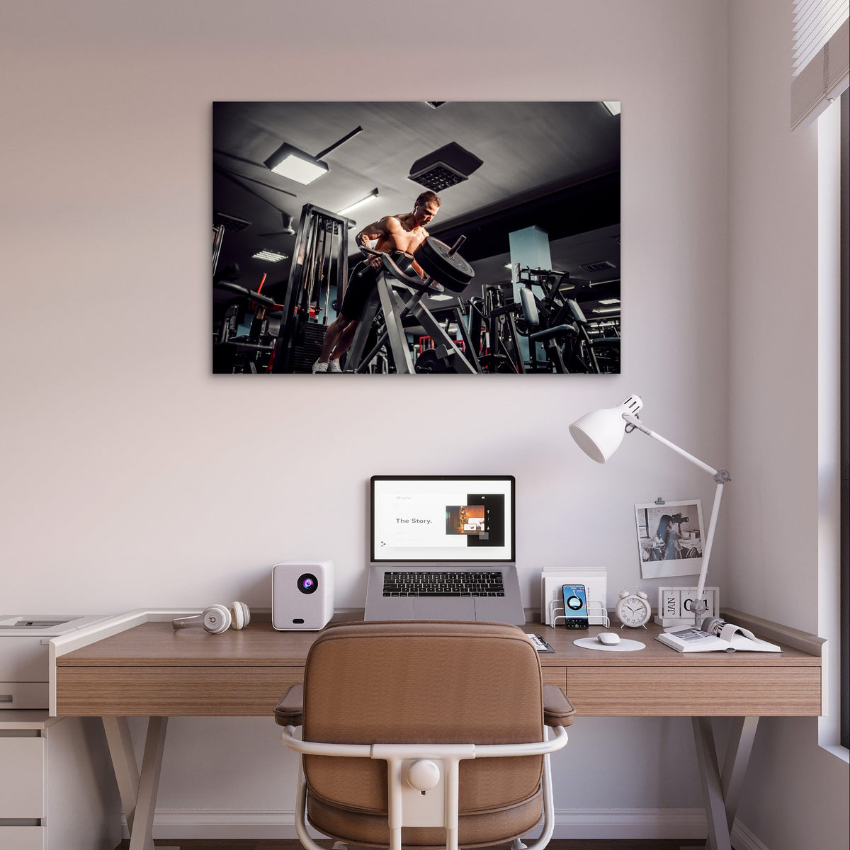 Intense T Bar Row Back Workout Athlete 5mm Plastic Poster Ready to Hang 90x60cm