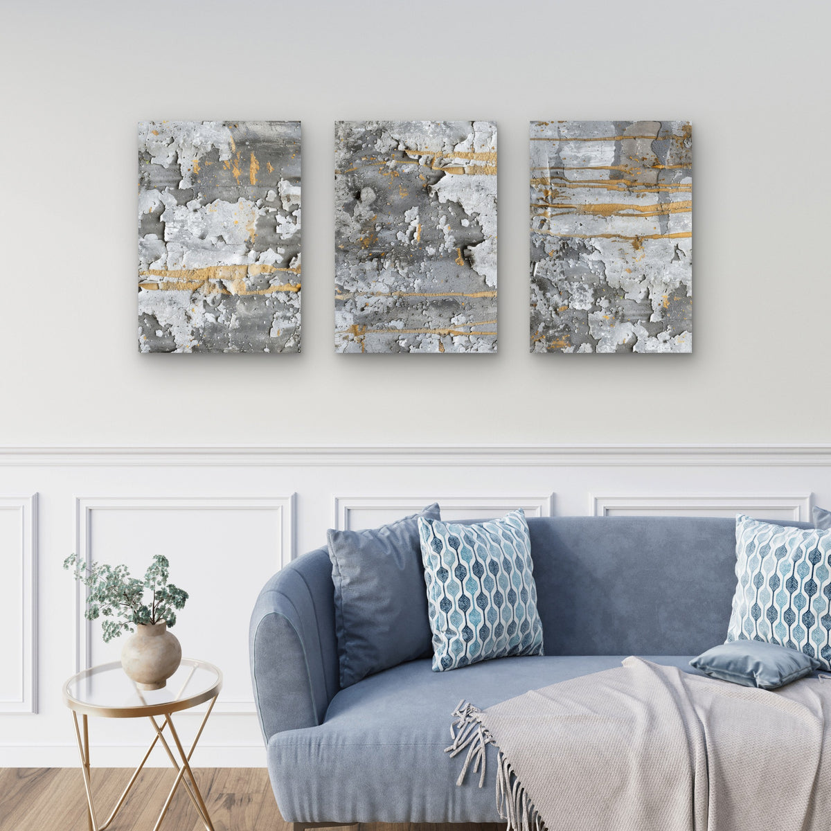 3pcs Modern Abstract Marble Stone Gold Foil Wall Art Set Canvas Framed 50x70cm - High Quality Print 100% Australian Made Wall Canvas Ready to Hang