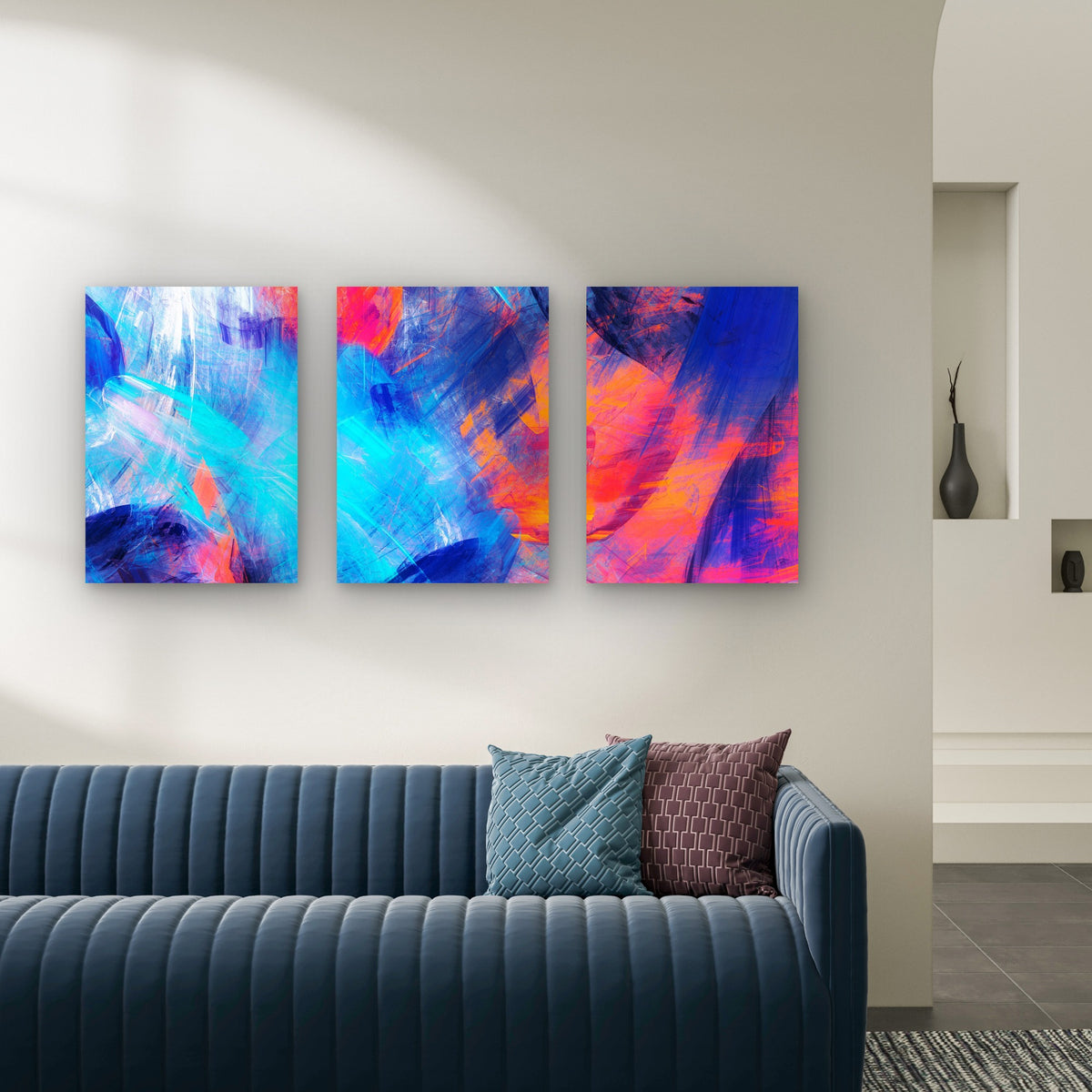3pcs Bold Abstract Expressionism Oil Artwork Wall Art Set Canvas Framed 60x90cm - High Quality Print 100% Australian Made Wall Canvas Ready to Hang