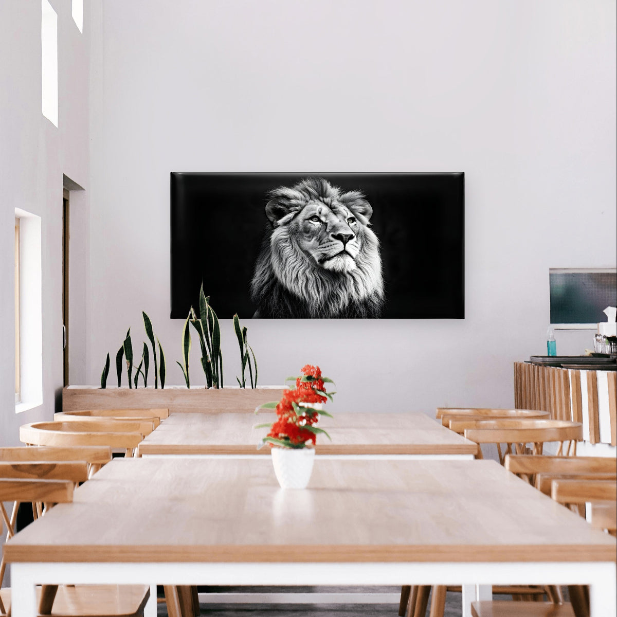 Black White Majestic Lion King Wall Art Canvas Office Home Framed 120x60cm