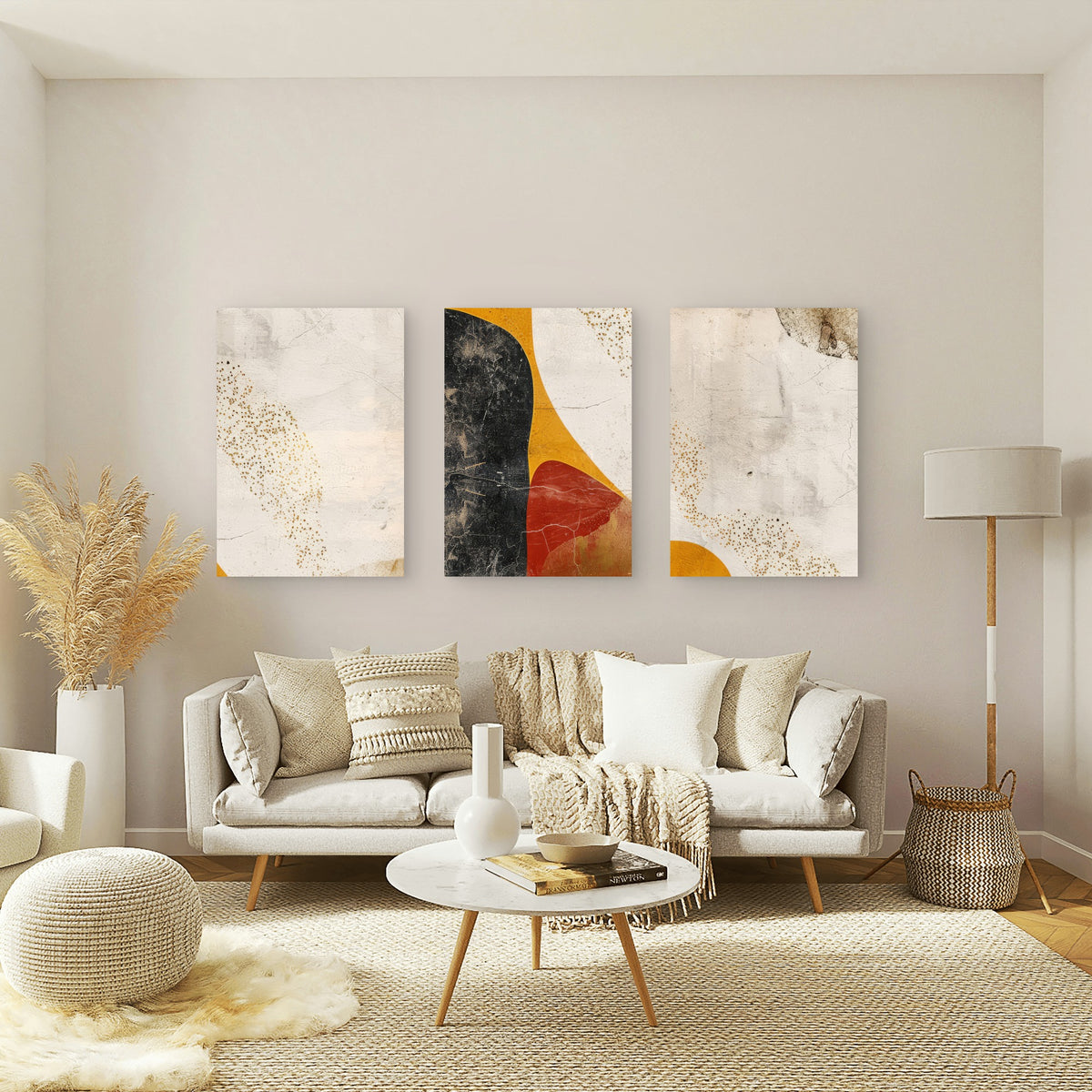 3pcs Modern Gold Foil Textured Abstract Wall Art Set Canvas Framed 40x60cm - High Quality Print 100% Australian Made Wall Canvas Ready to Hang