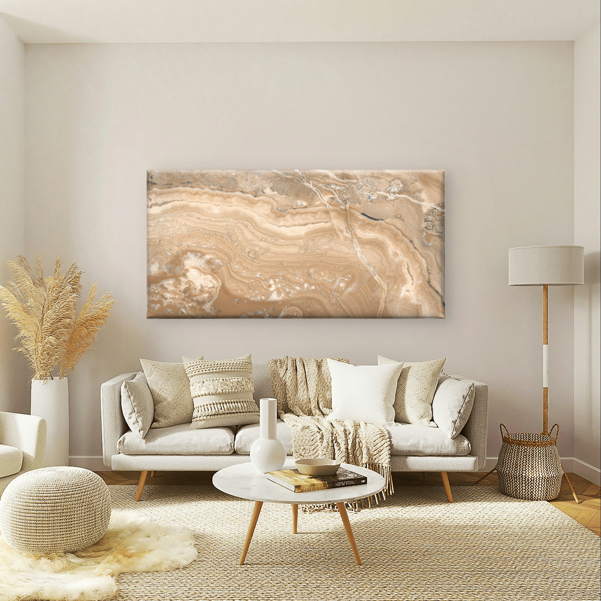 Beige Brown Marble Onyx Art Stone Wall Art Canvas Office Home Framed 120x60cm