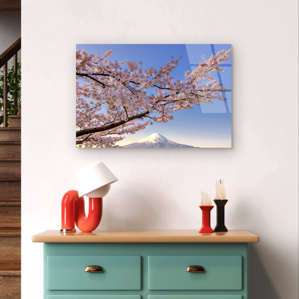 Japan Fuji Cherry Blossom Sakura Spring Acrylic Glass Printing Wall Art Australian Made Quality