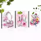 3pcs Vintage Fabric Floral Beauty Makeup Theme Canvas Unframed - High Quality Print 100% Australian Made Wall Canvas