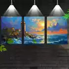 3pcs Stunning Lighthouse Seascape Ocean Sunset Canvas Unframed - High Quality Print 100% Australian Made Wall Canvas
