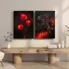 2pcs Black Rose Vintage Oil Painting Framed 50x75cm - High Quality Print 100% Australian Made Wall Canvas Ready to Hang - Bella Home Decor
