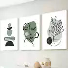3pcs Minimalist Monochrome Botanical design Canvas Unframed - High Quality Print 100% Australian Made Wall Canvas