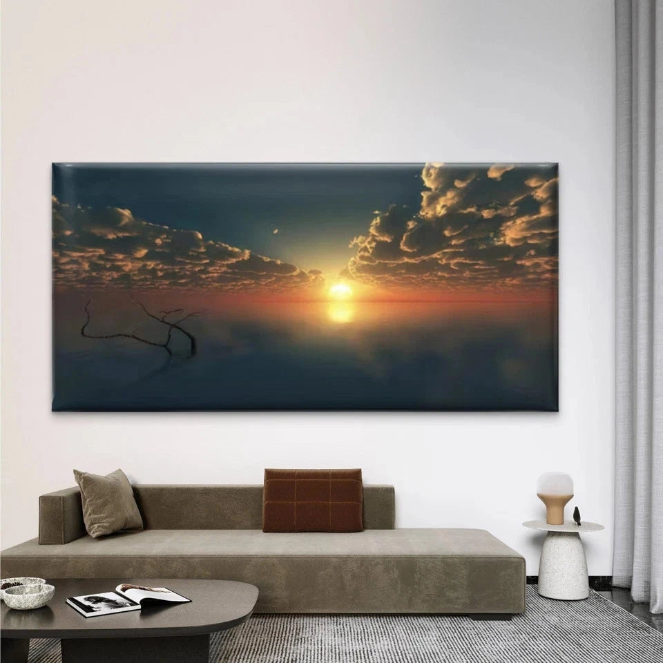 Sunset Serene Natural Scenery Wall Art Canvas Office Home Room Framed 120x60cm
