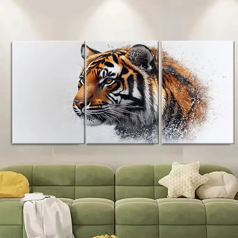 3pcs Wild Tiger Digital Watercolour Metal Print Ready to Hang Art