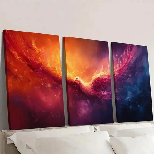 3pcs Original Colorful Plume Art Wall Art Canvas Unframed - High Quality Print 100% Australian Made Wall Canvas
