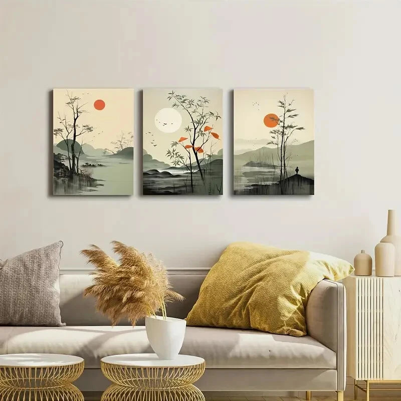 3pcs landscape oil painting Metal Print Ready to Hang Art