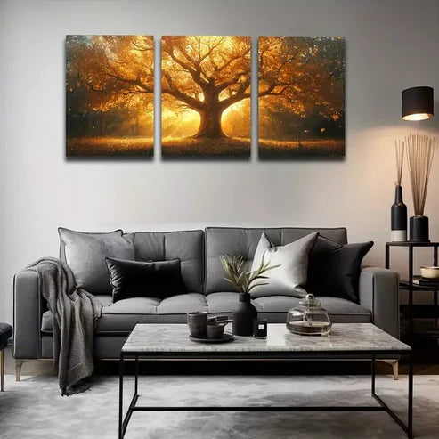 3pcs Majestic Giant Tree with Sunlight Through Wall Art Set Canvas Unframed - High Quality Print 100% Australian Made Wall Canvas