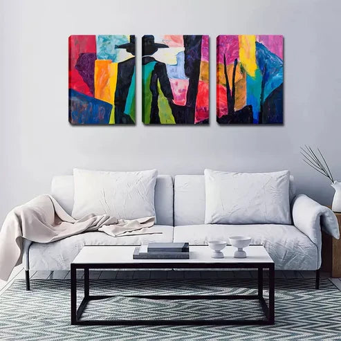 3pcs Abstract for Man's Back Wall Art Set Wall Art Canvas Unframed - High Quality Print 100% Australian Made Wall Canvas - Bella Home Decor