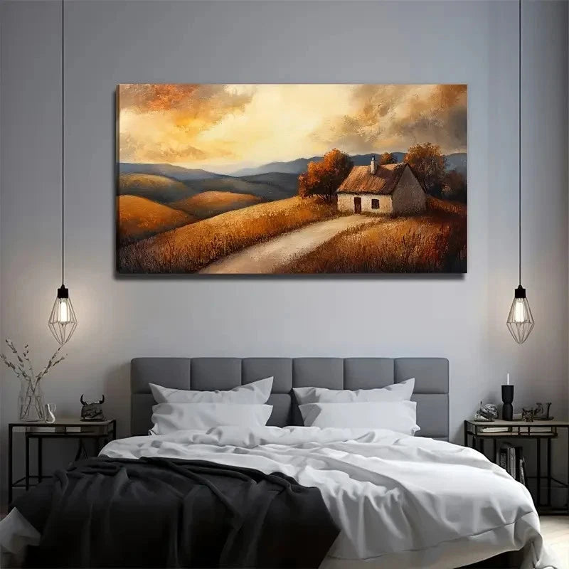 Country House Perfect Wall Art Canvas Office Home Room Framed 120x60cm