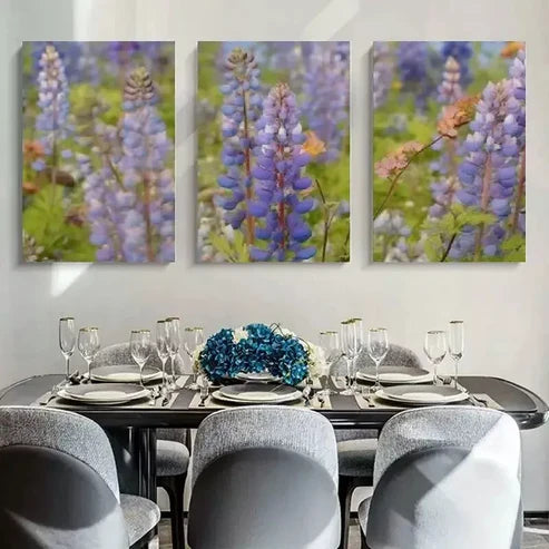 3pcs Purple Flower Plants Nature Wall Art Canvas Unframed - High Quality Print 100% Australian Made Wall Canvas