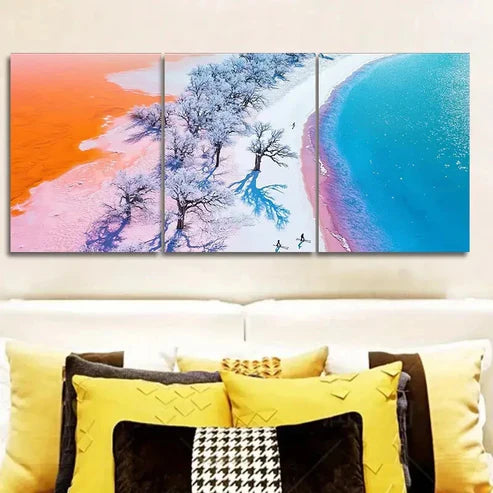 3pcs Winter Beach, Luxurious Wall Art Set Canvas Unframed - High Quality Print 100% Australian Made Wall Canvas