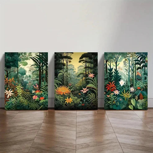 3pcs Tropical Jungle Aesthetic, Bohemian Style Wall Art Canvas Unframed - High Quality Print 100% Australian Made Wall Canvas