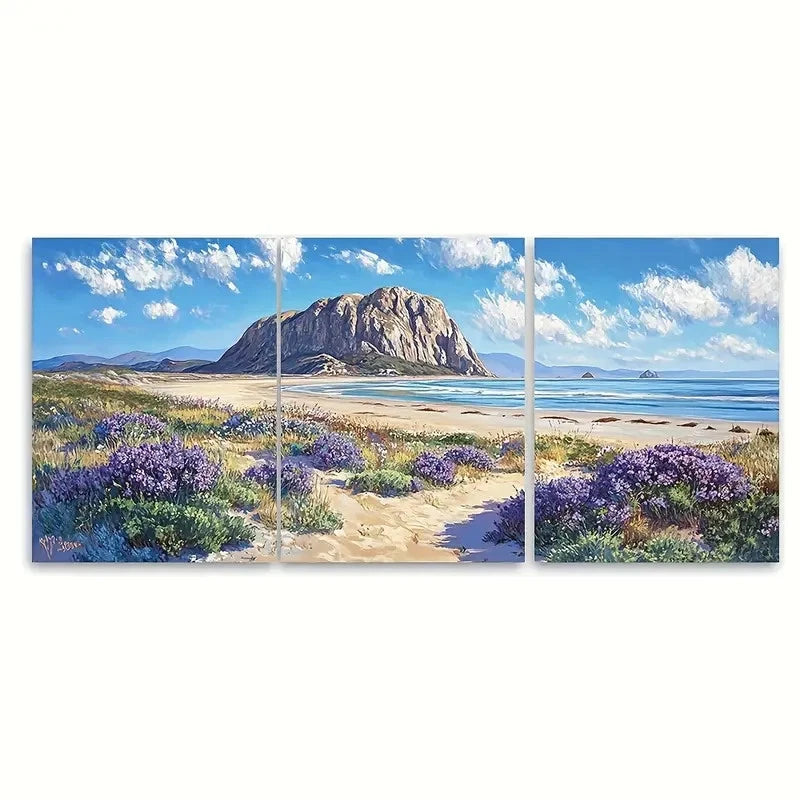 3pcs Morro Strand State Bay State Beach Travel Wall Art Set Canvas Framed 60x90cm - High Quality Print 100% Australian Made Wall Canvas Ready to Hang