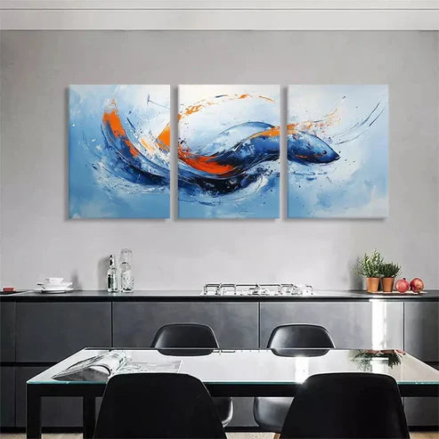 3pcs Abstract Fish Décor Blue Orange Perfect Wall Art Canvas Unframed – High Quality Print 100% Australian Made Wall Canvas - Bella Home Decor