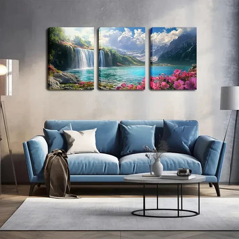 3pcs Rustic Coastal Style Solid Pattern Wall Art Set Wall Art Canvas Unframed - High Quality Print 100% Australian Made Wall Canvas